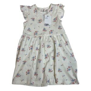 H&M Toddler Girls Floral Print Cream Dress With Ruffled Sleeves Size 3T - New